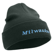 Milwaukee Wisconsin Logo Embroidered Super Stretch Knit Watch Cap Beanie - Dk-Green OSFM