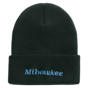 Milwaukee Wisconsin Logo Embroidered Super Stretch Knit Watch Cap Beanie - Dk-Green OSFM