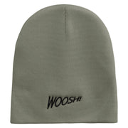 Woosh Embroidered Short Beanie - Grey OSFM