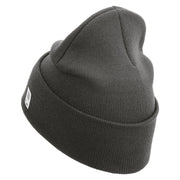 United States Marines Semper Fi Logo Embroidered 12 Inch Solid Knit Cuff Long Beanie Made in USA - Charcoal OSFM