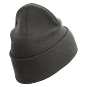 United States Marines Semper Fi Logo Embroidered 12 Inch Solid Knit Cuff Long Beanie Made in USA - Charcoal OSFM