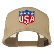 USA Flag Badge Embroidered Mesh Back Cap