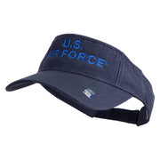 US Air Force Navy Letter Design Embroidered Pro Style Cotton Twill Washed Visor - Navy OSFM