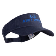 US Air Force Navy Letter Design Embroidered Pro Style Cotton Twill Washed Visor - Navy OSFM
