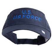 US Air Force Navy Letter Design Embroidered Pro Style Cotton Twill Washed Visor - Navy OSFM