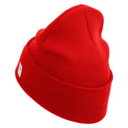 United States Marines Semper Fi Logo Embroidered 12 Inch Solid Knit Cuff Long Beanie Made in USA - Red OSFM