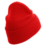 United States Marines Semper Fi Logo Embroidered 12 Inch Solid Knit Cuff Long Beanie Made in USA - Red OSFM