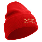 United States Marines Semper Fi Logo Embroidered 12 Inch Solid Knit Cuff Long Beanie Made in USA - Red OSFM
