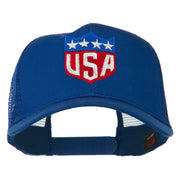 USA Flag Badge Embroidered Mesh Back Cap