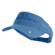 US Air Force Navy Letter Design Embroidered Pro Style Cotton Twill Washed Visor - Lt-Blue OSFM
