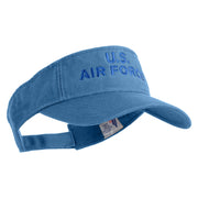 US Air Force Navy Letter Design Embroidered Pro Style Cotton Twill Washed Visor - Lt-Blue OSFM