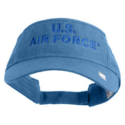 US Air Force Navy Letter Design Embroidered Pro Style Cotton Twill Washed Visor - Lt-Blue OSFM