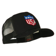 USA Flag Badge Embroidered Mesh Back Cap