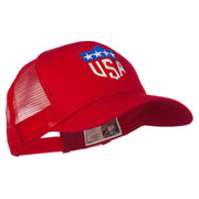 USA Flag Badge Embroidered Mesh Back Cap