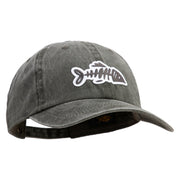 Fish Bone Patched Unstructured Pigment Dyed Cotton Cap - Black OSFM