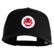Fire Bowser Iron on Patched Five Panels Pro Style Trucker Mesh Cap - Black OSFM
