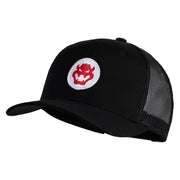 Fire Bowser Iron on Patched Five Panels Pro Style Trucker Mesh Cap - Black OSFM