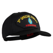 1st Special Forces Airborne Patched Solid Cotton Twill Pro Style Cap - Black OSFM