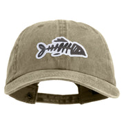 Fish Bone Patched Unstructured Pigment Dyed Cotton Cap - Khaki OSFM