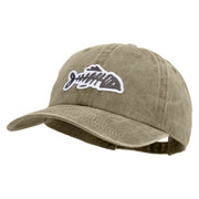 Fish Bone Patched Unstructured Pigment Dyed Cotton Cap - Khaki OSFM