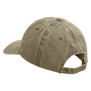 Fish Bone Patched Unstructured Pigment Dyed Cotton Cap - Khaki OSFM