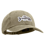 Fish Bone Patched Unstructured Pigment Dyed Cotton Cap - Khaki OSFM