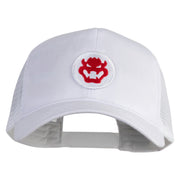 Fire Bowser Iron on Patched Five Panels Pro Style Trucker Mesh Cap - White OSFM