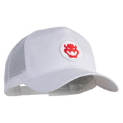 Fire Bowser Iron on Patched Five Panels Pro Style Trucker Mesh Cap - White OSFM