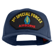 1st Special Forces Airborne Patched Solid Cotton Twill Pro Style Cap - Navy OSFM