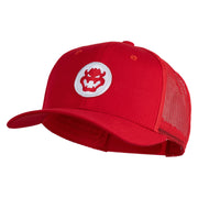 Fire Bowser Iron on Patched Five Panels Pro Style Trucker Mesh Cap - Red OSFM