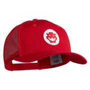 Fire Bowser Iron on Patched Five Panels Pro Style Trucker Mesh Cap - Red OSFM