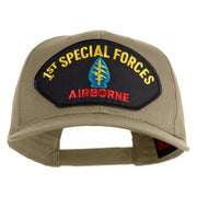 1st Special Forces Airborne Patched Solid Cotton Twill Pro Style Cap - Khaki OSFM