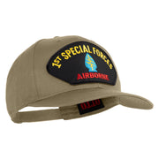 1st Special Forces Airborne Patched Solid Cotton Twill Pro Style Cap - Khaki OSFM