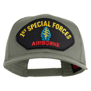 1st Special Forces Airborne Patched Solid Cotton Twill Pro Style Cap - Grey OSFM