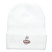 Coffee Cup Embroidered Long Beanie