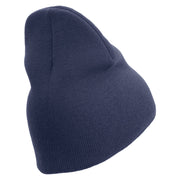 United States Marines Semper Fi Symbol Embroidered 8 Inch Solid Knit Short Beanie Made in USA - Navy OSFM