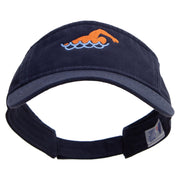 Colorful Swimming Club Embroidered Prostyle Cotton Twill Washed Visor - Navy OSFM