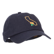 California Poppy with Map Embroidered Unstructured Washed Cap