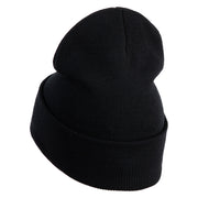 I'm Tired Logo Embroidered 12 Inch Long Knitted Beanie - Black OSFM