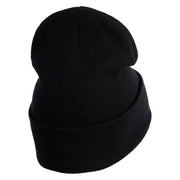 I'm Tired Logo Embroidered 12 Inch Long Knitted Beanie - Black OSFM