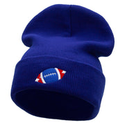 Flag Color Rugby Ball Embroidered 12 Inch Long Knitted Beanie - Royal OSFM