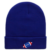 Flag Color Rugby Ball Embroidered 12 Inch Long Knitted Beanie - Royal OSFM