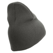 United States Marines Semper Fi Symbol Embroidered 8 Inch Solid Knit Short Beanie Made in USA - Charcoal OSFM