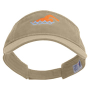 Colorful Swimming Club Embroidered Prostyle Cotton Twill Washed Visor - Khaki OSFM