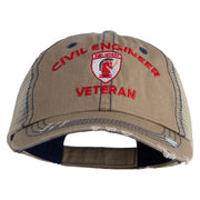 USAF Civil Engineer Veteren Embroidered Low Profile Special Cotton Mesh Cap - Khaki OSFM