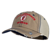 USAF Civil Engineer Veteren Embroidered Low Profile Special Cotton Mesh Cap - Khaki OSFM