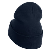 I'm Tired Logo Embroidered 12 Inch Long Knitted Beanie - Navy OSFM