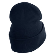 I'm Tired Logo Embroidered 12 Inch Long Knitted Beanie - Navy OSFM