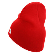 United States Marines Semper Fi Symbol Embroidered 8 Inch Solid Knit Short Beanie Made in USA - Red OSFM