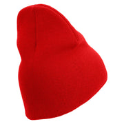 United States Marines Semper Fi Symbol Embroidered 8 Inch Solid Knit Short Beanie Made in USA - Red OSFM